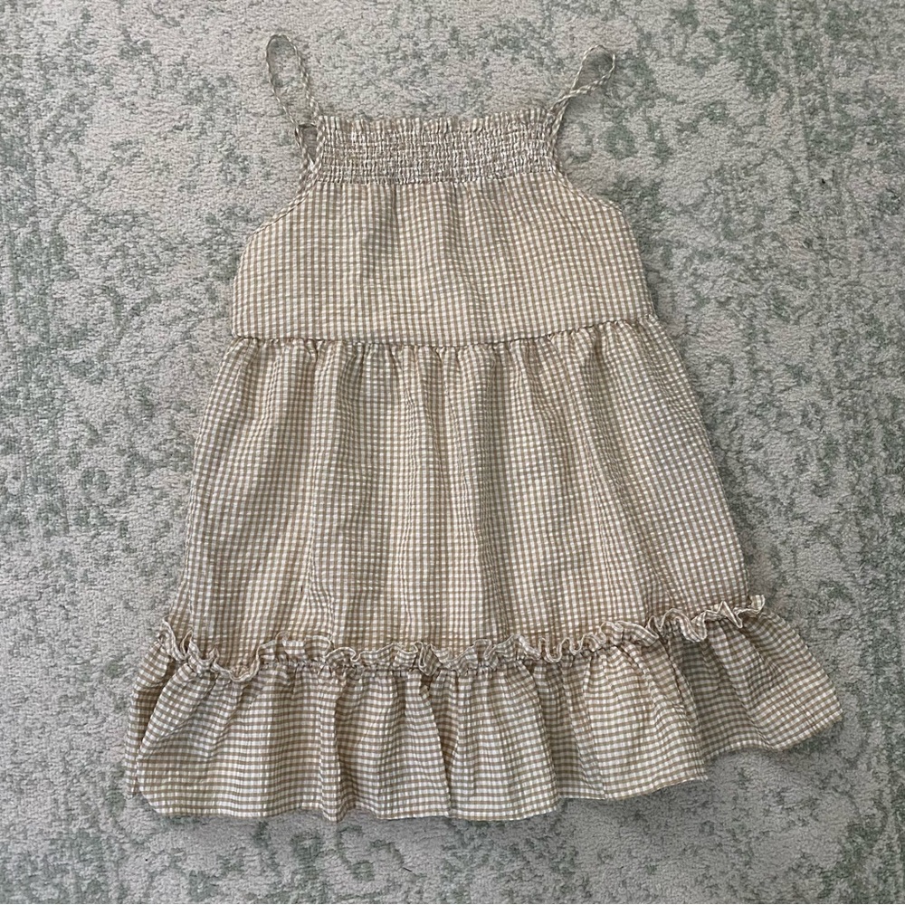 Tan gingham baby doll dress